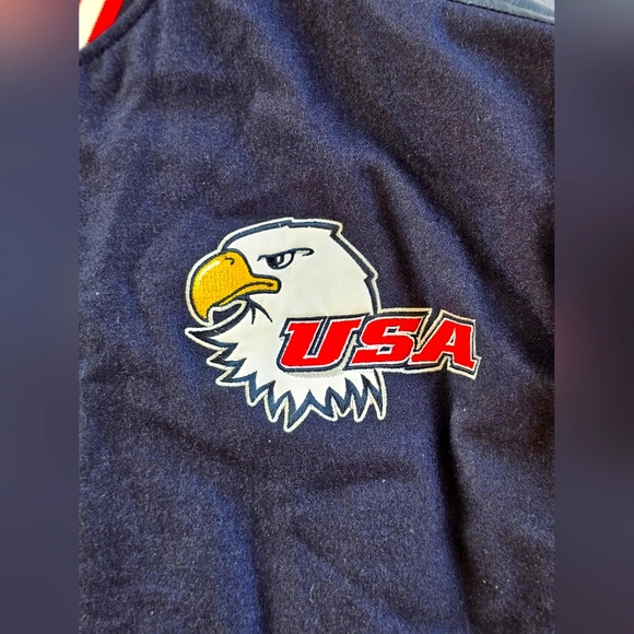 NEW Steve & Barry's Patriotic USA American Flag Eagle Leather Varsity Jacket L - Picture 10 of 16